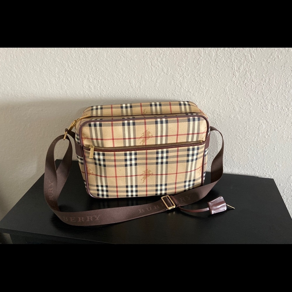 Burberry Haymarket Coated Canvas Messenger Bag